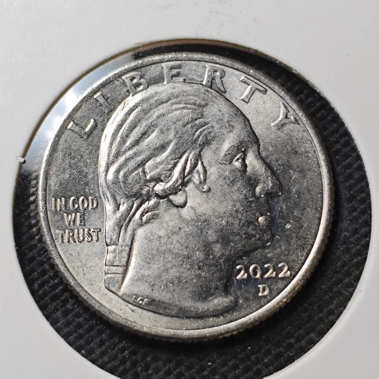 KK钱币收藏小铺  第370场  2月预留时间 周末发货  2022美国25分纪念币