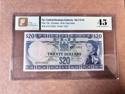 【Blue Auction】世界纸币精拍第750期——18级TOP拍卖/信誉/品质/专业/高效💫 - 【A冠无47】斐济1974年20元 戎装女王 TQG45
