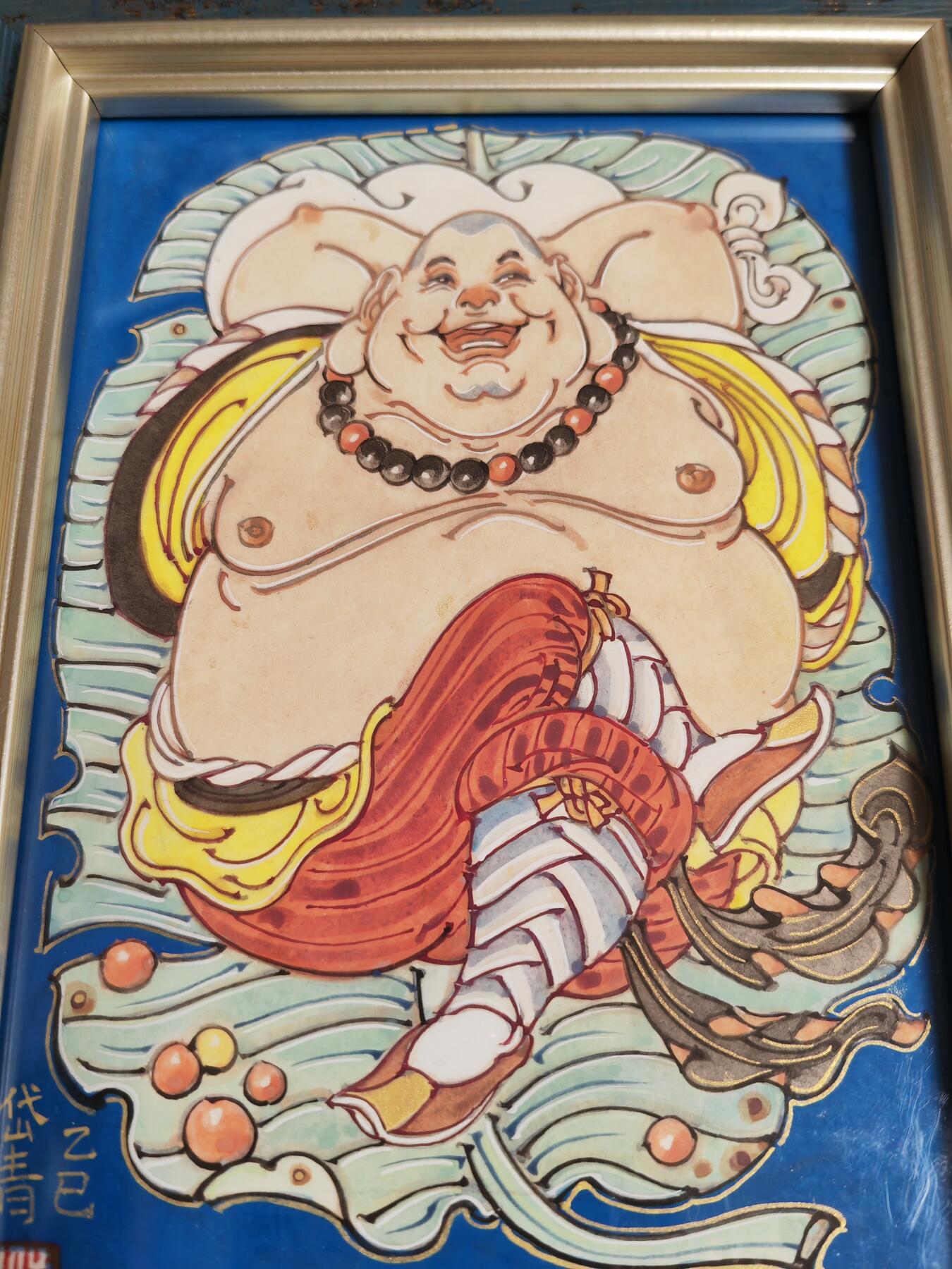 阳大大卡牌拍卖第82期（持续收拍品，周五晚上九点截拍，进群福利早知道） 【手绘卡】大师陈岱青 大小弥勒 手绘大卡 非常漂亮，已经裱框