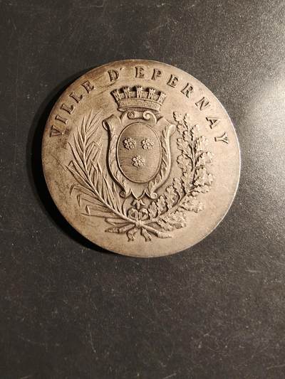 老王徽章第163期 13-15日三场连拍 16日统一发货  13、14日结束后可寄存 -  法国埃佩尔奈市镀银大铜章     直径46mm.    重量40g