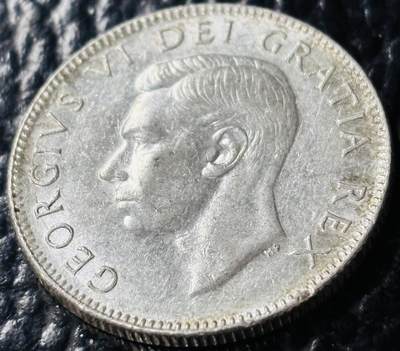 文馨钱币收藏第 281 场，【 长期接收代拍品】银元，银币，套币，纸币专场（本场截拍后休息三天，19 号发货） - 原光极美品 1952 年英属加拿大乔治六世 25 分银币，第二版关门年，800 高银