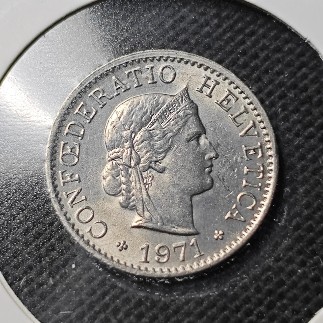 KK钱币收藏小铺  第370场  2月预留时间 周末发货  1971瑞士5分