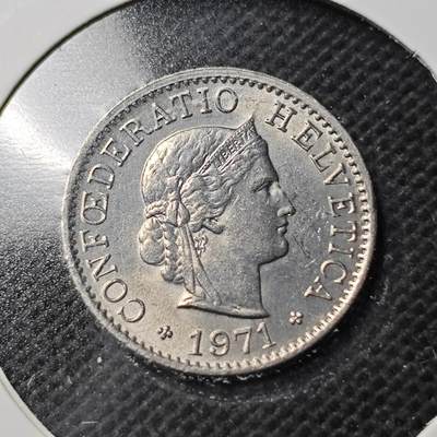 KK钱币收藏小铺  第370场  2月预留时间 周末发货 -  1971瑞士5分