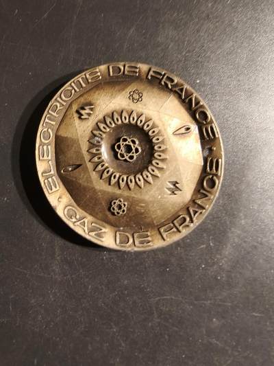 老王徽章第163期 13-15日三场连拍 16日统一发货  13、14日结束后可寄存 -  法国电气公司20年服务纪念章     直径54mm.    重量64.5g