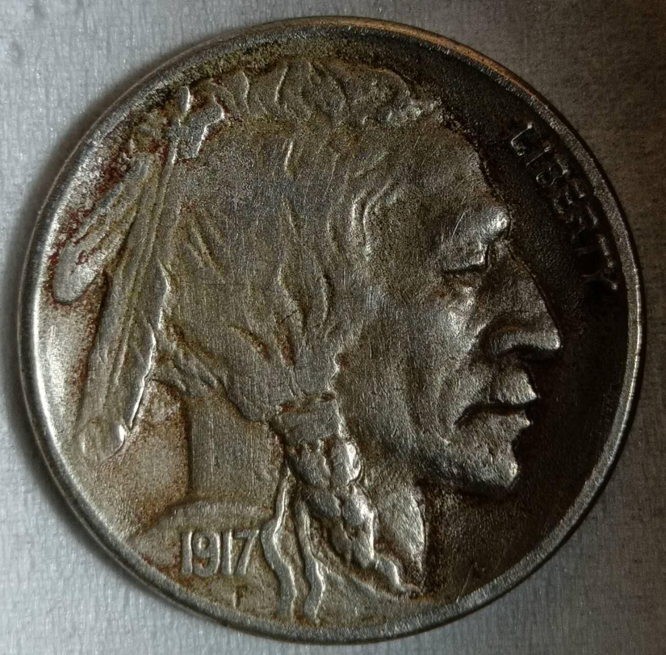 美国1917年S版5美分野牛镍币