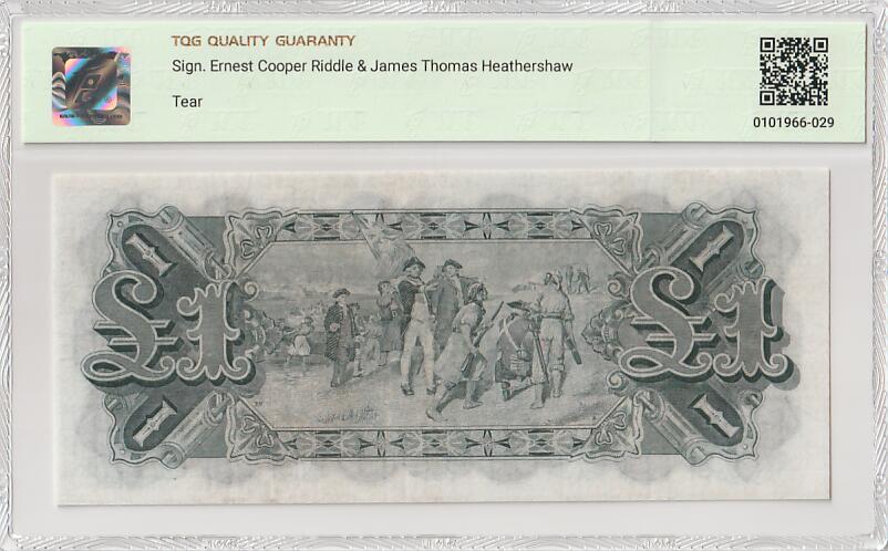 2025十一月第四期，总202期 澳大利亚1927版1镑TQG45分，稀有的战间期“澳大利亚联邦”抬头品种，乔治五世国王和库克船长的登陆