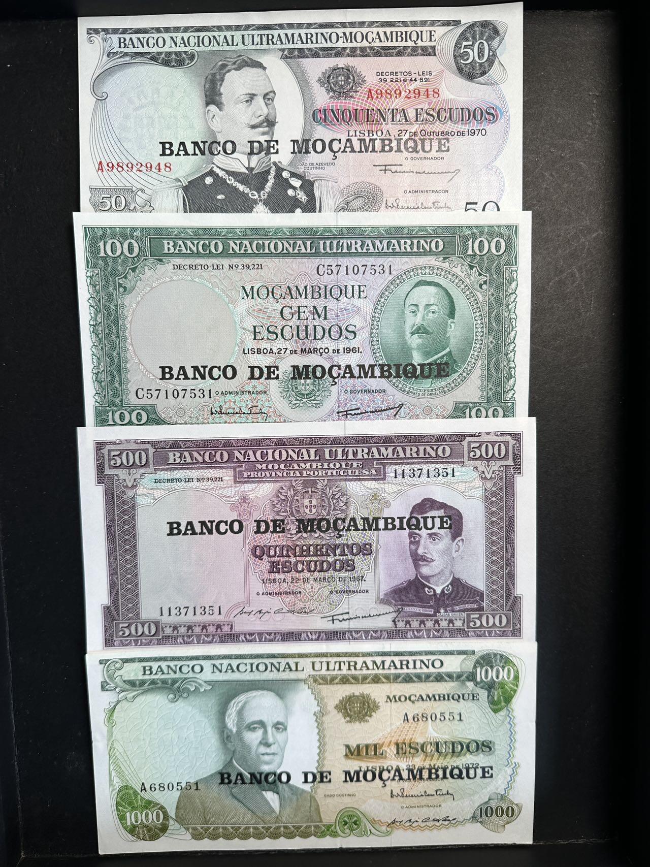 蒂克钱币-第47场 外国平价纸币拍卖 葡属莫桑比克时期 纸币4枚 全新