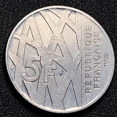 泉币菌-第128附加场-精品福利场（本场拍品多，请提前出价） - 带光美品 法国1992年政治家皮埃尔·孟戴斯  逝世10周年5法郎纪念币