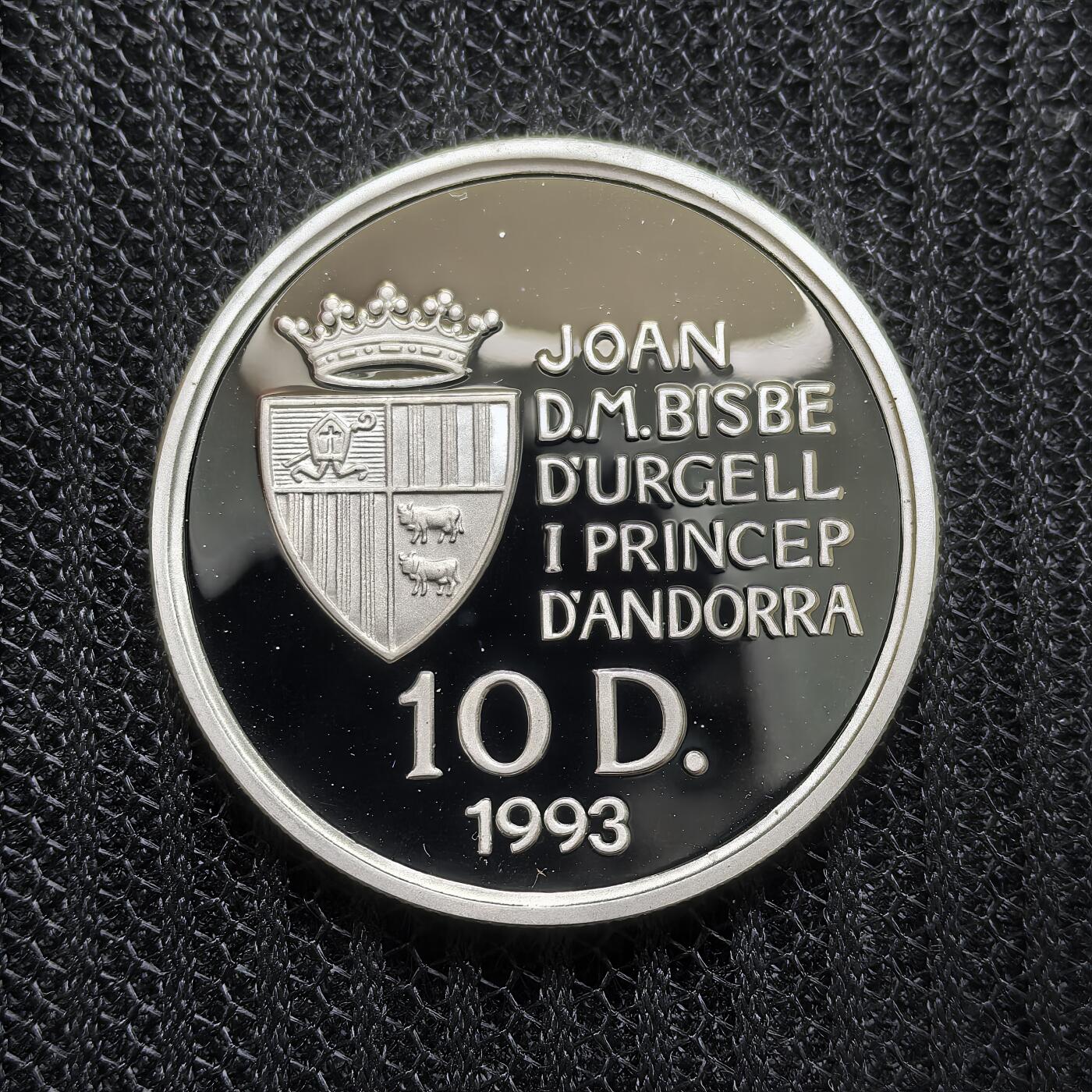 道一币馆币章第一百五十四场 安道尔1993年和平号空间站投入使用10第纳尔精制银币  31.47g 925S 15000