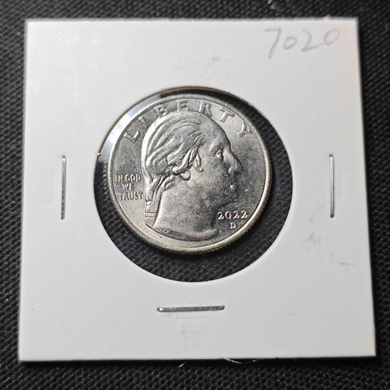 KK钱币收藏小铺  第370场  2月预留时间 周末发货  2022美国25分纪念币