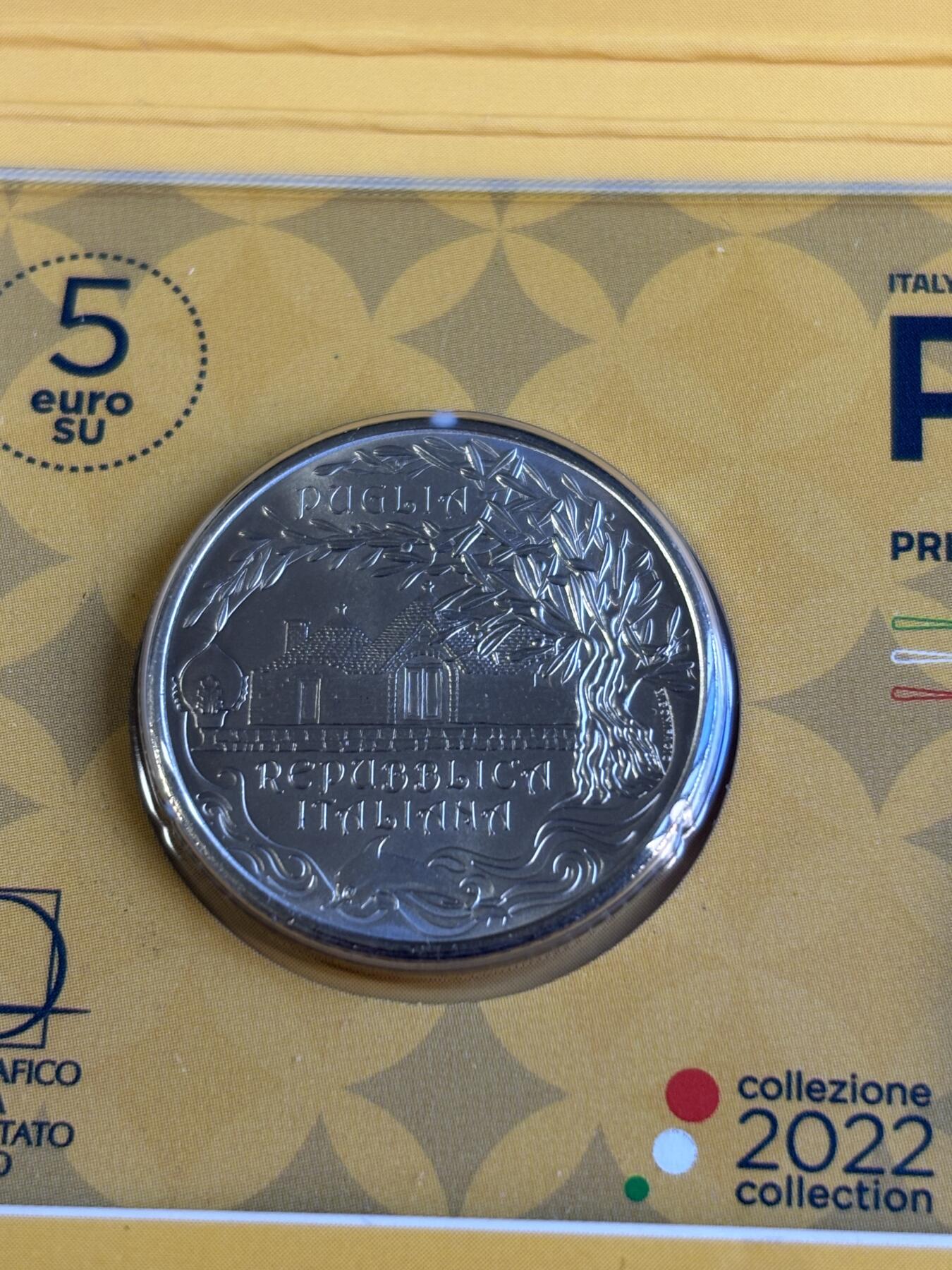 第181期拍卖 意大利2022年饮食文化奥利切特猫耳朵面彩色纪念币