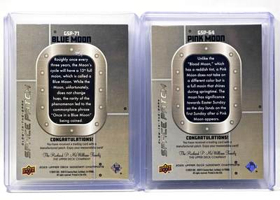 白泽拍卖卡牌手绘专场第28期（细雨生寒、寻梅闻香） 2023 UPPER DECK 刺绣卡 2张 蓝月亮GSP71，粉月亮GPS64  卡夹封装