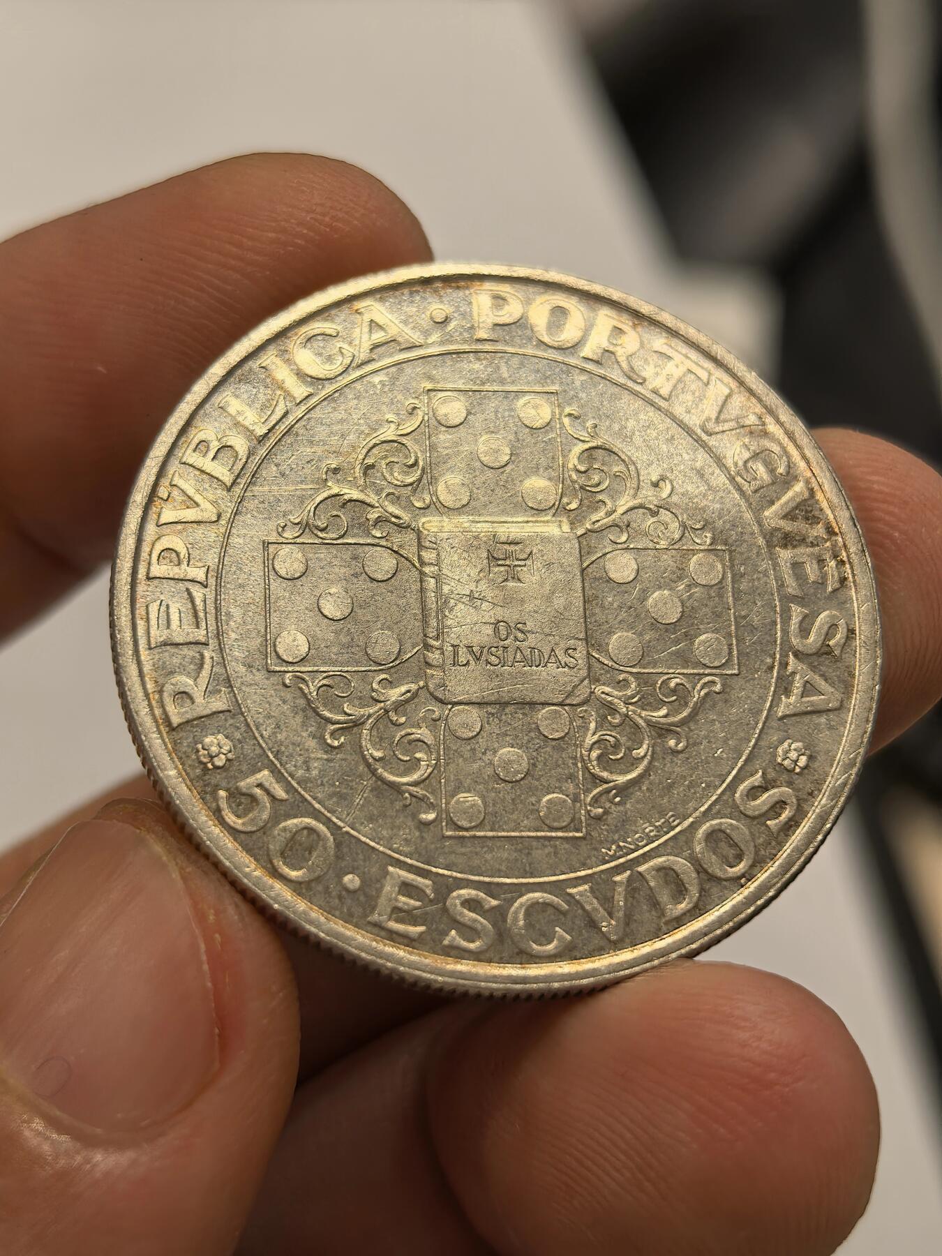 博洋堂世界钱币拍卖第146期（全场包邮） 1972年葡萄牙50埃斯库纪念银币，重18g UNC