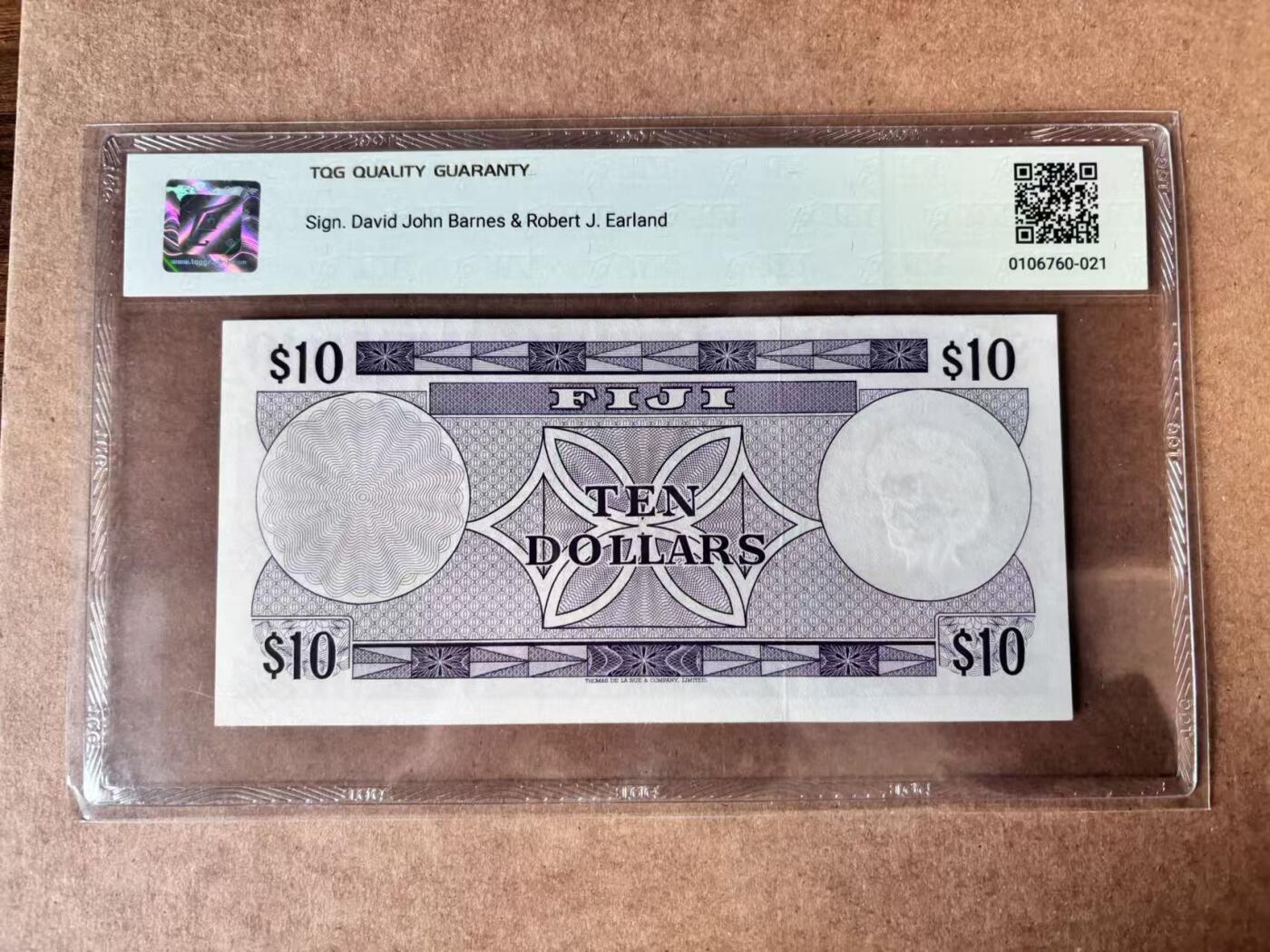 【Blue Auction】世界纸币精拍第750期——18级TOP拍卖/信誉/品质/专业/高效💫 斐济1974年10元 戎装女王 TQG50