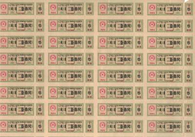 内蒙古自治区布票1984年伍市尺(5市尺) 50枚整版 未打孔 实物图 - 内蒙古自治区布票1984年伍市尺(5市尺) 50枚整版 未打孔 实物图