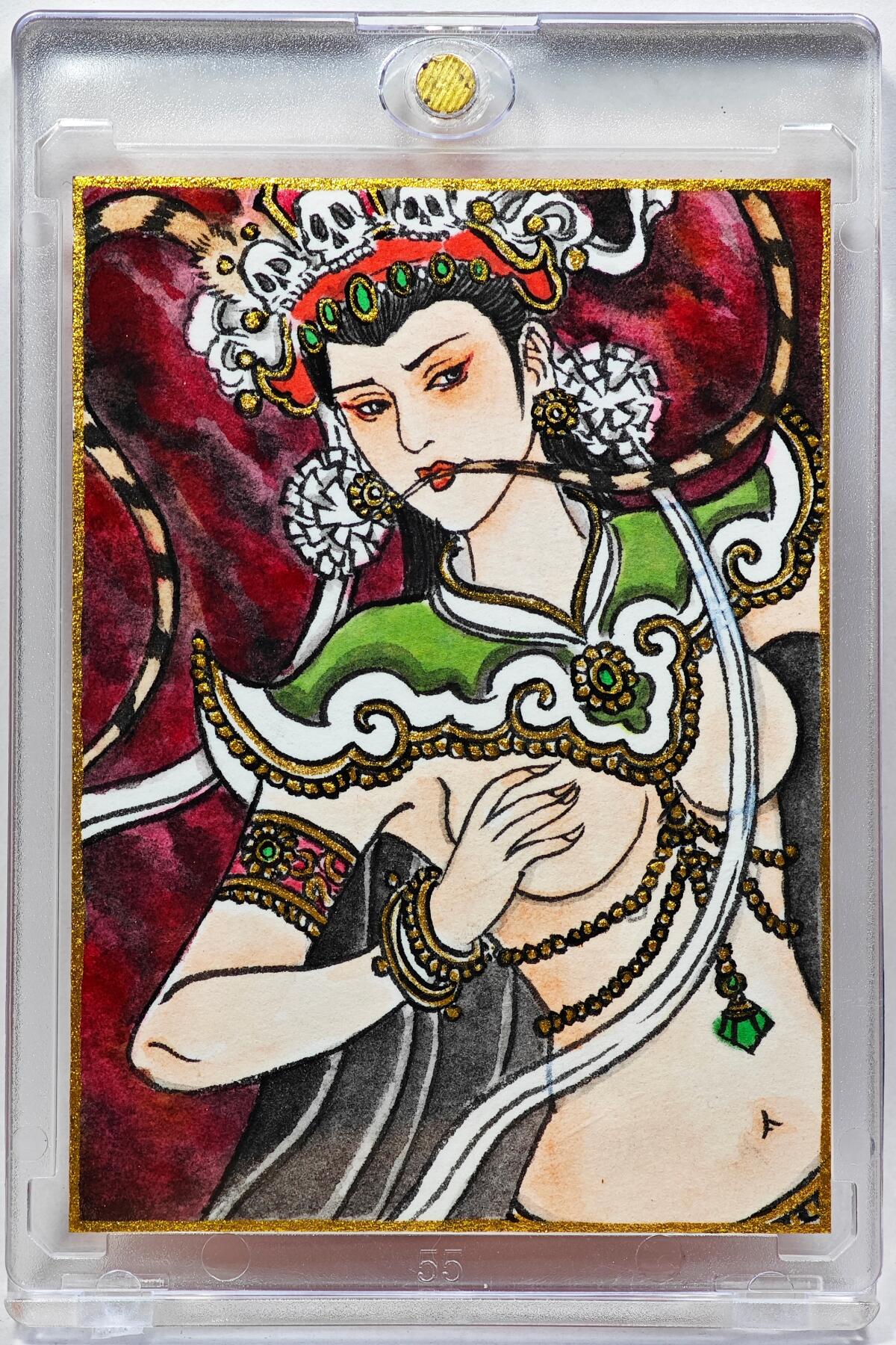 白泽拍卖卡牌手绘专场第28期（细雨生寒、寻梅闻香） 2025 卢艺丰手绘卡 白骨夫人  卢艺丰背简绘 卡砖封装