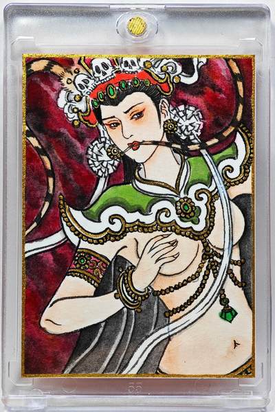 白泽拍卖卡牌手绘专场第28期（细雨生寒、寻梅闻香） - 2025 卢艺丰手绘卡 白骨夫人  卢艺丰背简绘 卡砖封装