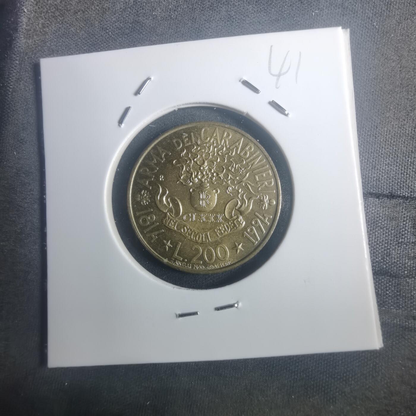 沼泽如烟--第900场 意大利1994年200里拉纪念币