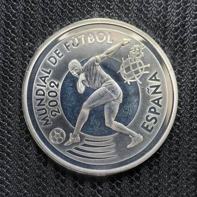 道一币馆币章第一百五十四场 - 西班牙2002年韩日世界杯10欧元精制银币  27g 925S 25000