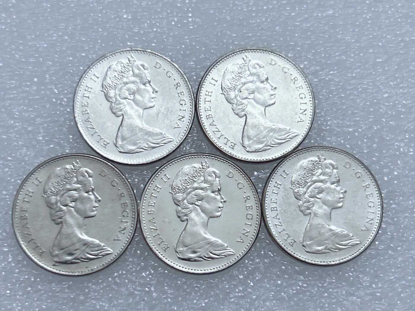 第一海外回流一元起拍收藏 散集专场  第265期 1967加拿大联邦百年纪念五分硬币 5枚 好品