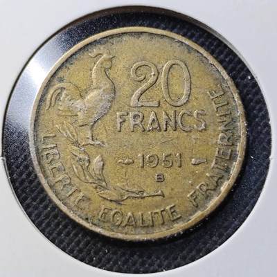 KK钱币收藏小铺  第370场  2月预留时间 周末发货 -  法国20法郎铜币