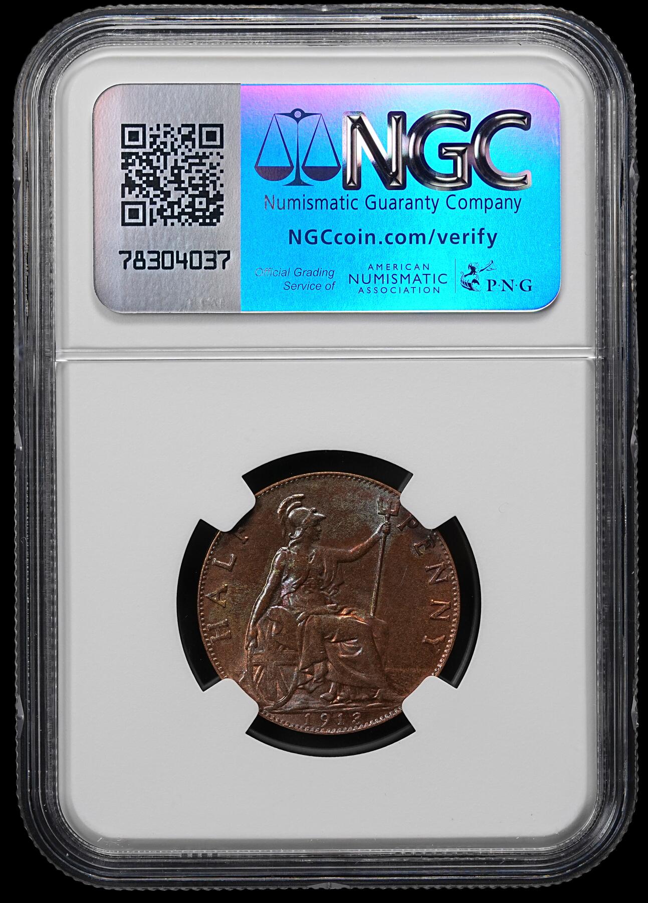 修遠堂世界钱币第九十三期 NGC MS64BN 1913年英国1/2便士铜币