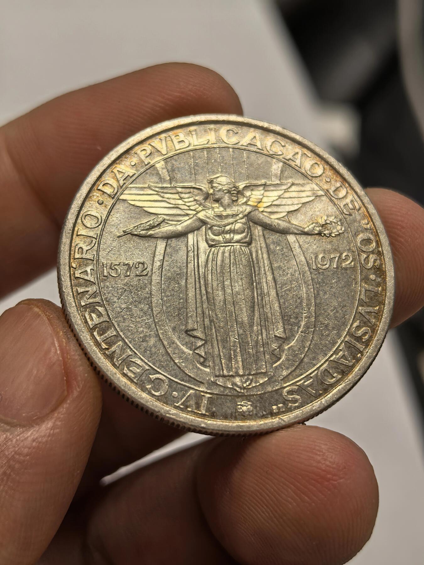 博洋堂世界钱币拍卖第146期（全场包邮） 1972年葡萄牙50埃斯库纪念银币，重18g UNC