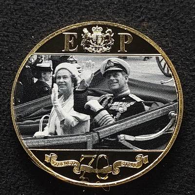 【全场包邮】纯粹捡漏拍476场（免费代拍第13场）调整中 - 直布罗陀2017年1克朗女王白金婚系列马车彩色镀金精制克朗型纪念币