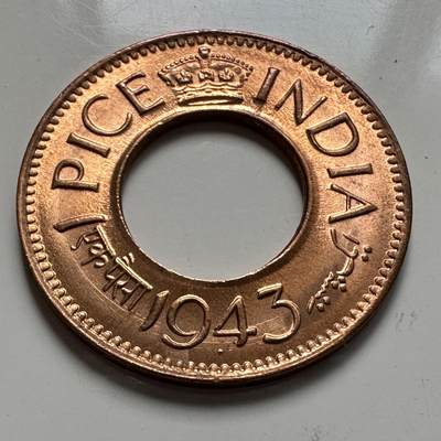 🌹外币初藏🌹🐯2025年第127场  每周二四六晚8️⃣点 接代拍 - 印度1943年1派沙 原光品a