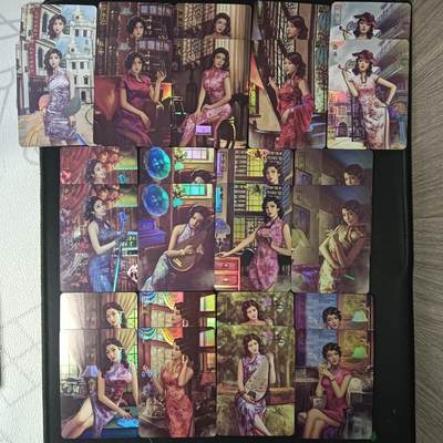 花开卡拍第47期（11月16号周日截拍，品控勿拍!!!拍品不寄存，运费5元，自制卡难免瑕疵，可能存在轻微撞角爆边等出厂瑕疵，品控介意勿拍！） - 卡将秦淮十三钗套卡 正常+艺术版 彩闪26张，有一张有针眼小坑