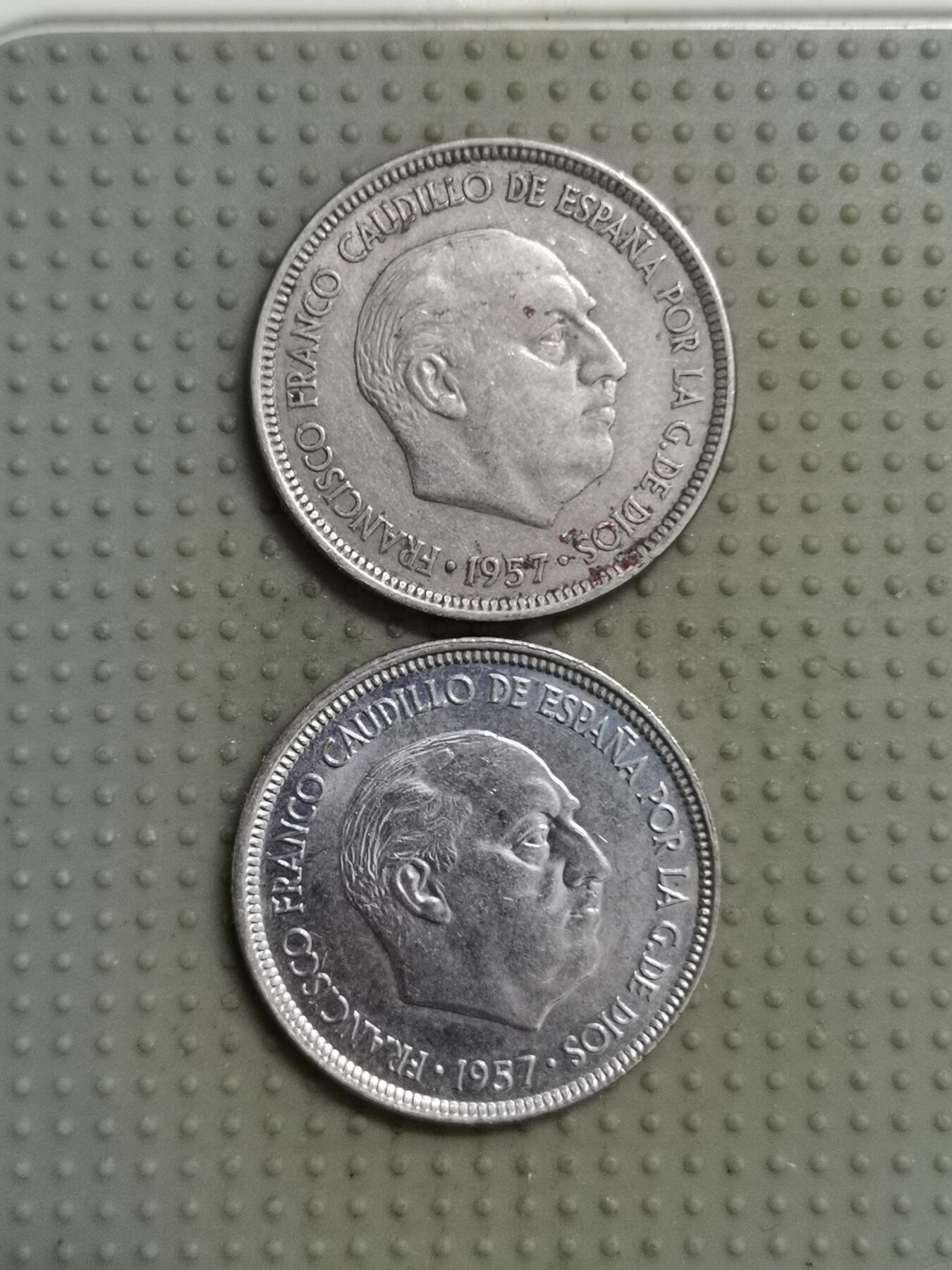 2025年第115场各国散币拍卖（总第115场） 西班牙1957年版5比塞塔2枚