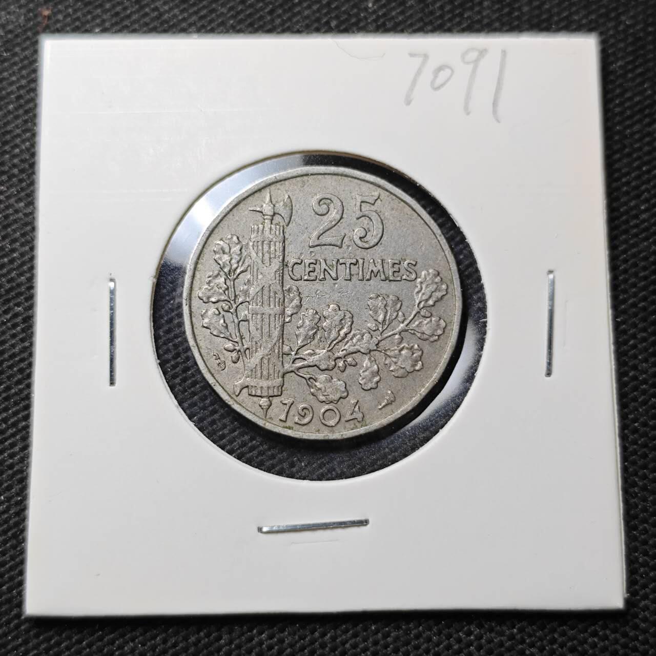 KK钱币收藏小铺  第370场  2月预留时间 周末发货  1904法国25分