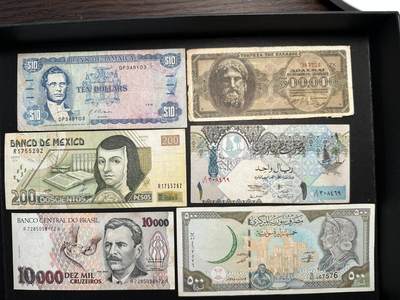 蒂克钱币-第47场 外国平价纸币拍卖 - 外国流通纸币6枚 牙买加、墨西哥、黎巴嫩等