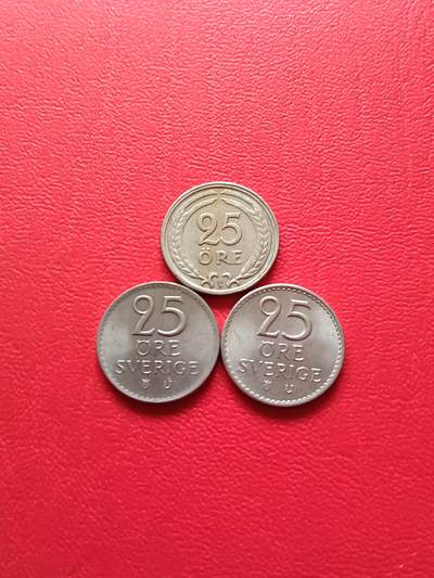【云涧收藏】第七十九场 - 瑞典25欧尔3枚