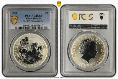 S&S Numismatic世界钱币-拍卖 第115期  - 获奖币*英国1999年 不列颠尼亚 2英镑纪念银币 PCGS MS68