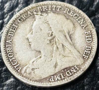 文馨钱币收藏第 281 场，【 长期接收代拍品】银元，银币，套币，纸币专场（本场截拍后休息三天，19 号发货） - 流通极美品 1898 年英国维多利亚披纱版 3 便士银币