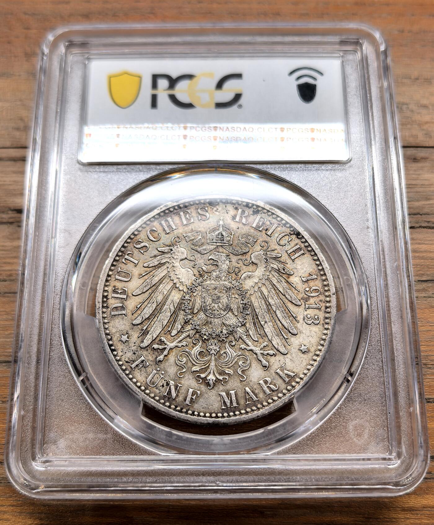 泉海漫舟·凡希社世界钱币微拍第三百十四期 1913J德国汉堡5马克大银PCGS-MS62