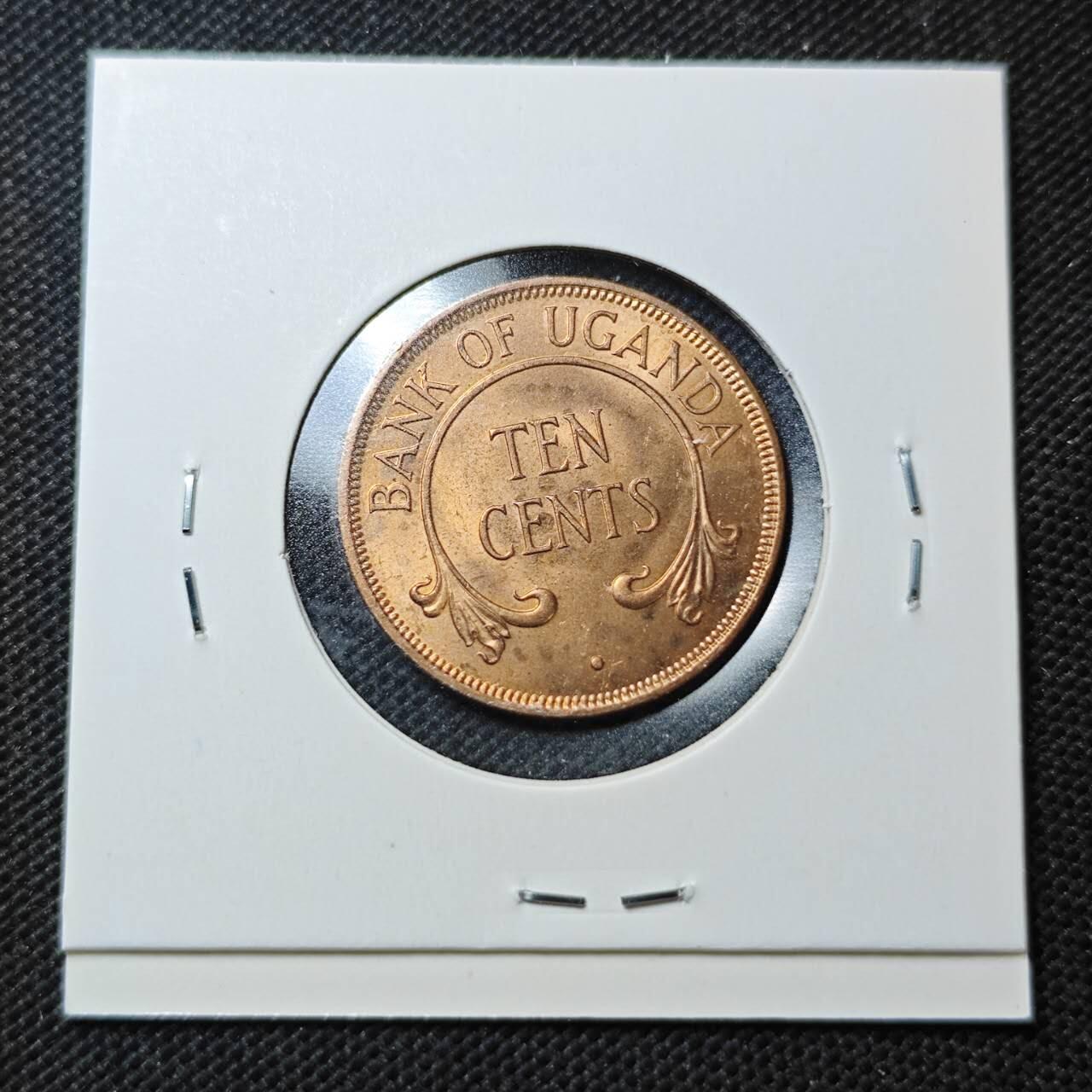 KK钱币收藏小铺  第370场  2月预留时间 周末发货  1968乌干达10分铜币 好品