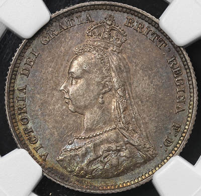 修遠堂世界钱币第九十三期 - NGC AU55 1887年英国1先令银币