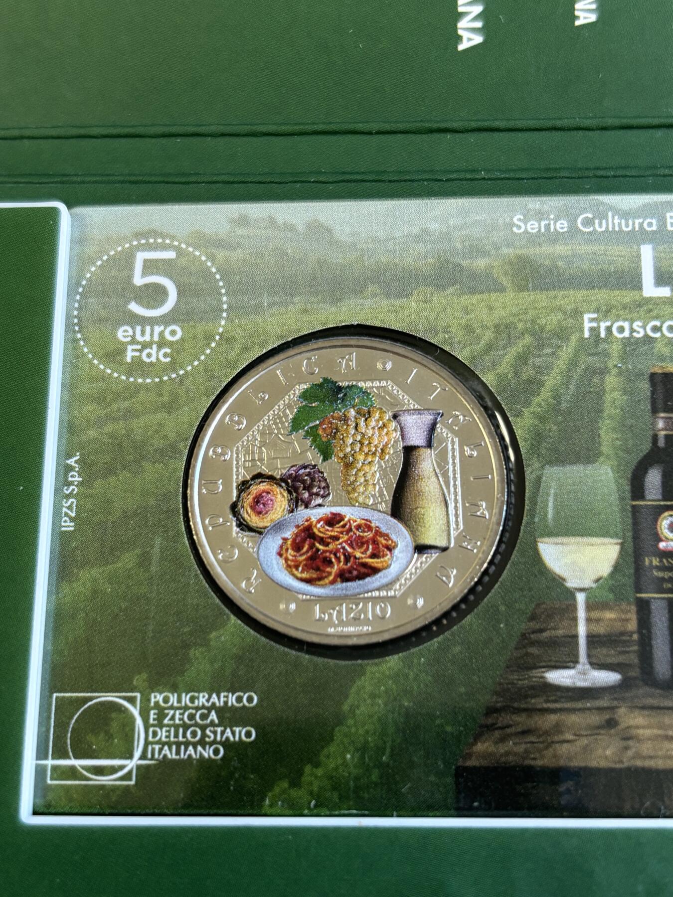 第181期拍卖 卡装意大利2023年饮食文化白葡萄酒培根番茄面纪念币