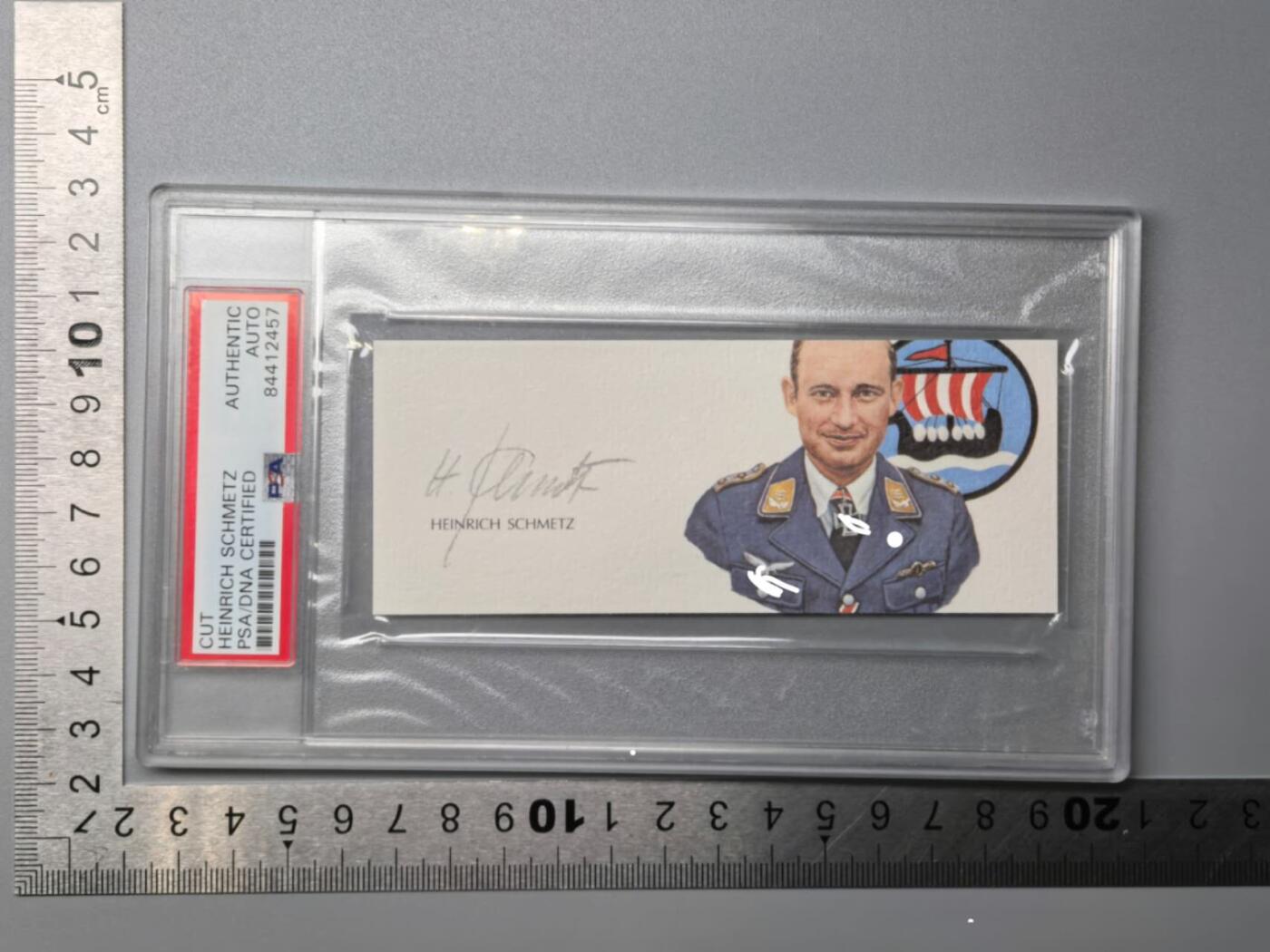 小驴勋章奖章收藏11月15日周六晚五点拍卖（珍爱和平，收藏战争，铭记历史，勿忘国耻，忠党爱国。有偿代拍，送拍规则在简介最后，参拍须阅读规则后再参拍，关系到运费包装发货时效真假辨别等关键信息，拍卖时不再发原图，看大图店主微信码在拍卖店铺介绍里） 海因里希.施梅茨PSA战后签名切片