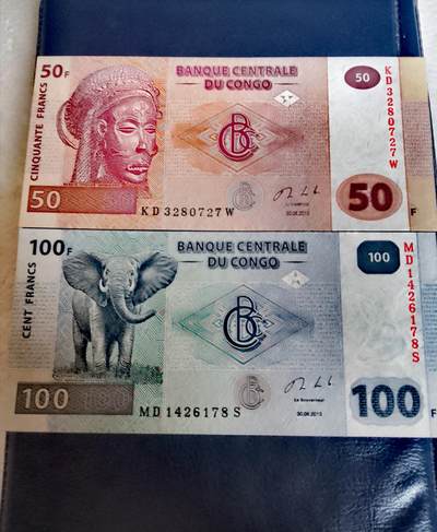 全新刚果2013年50、100法朗靓品纸币2枚一对 - 全新刚果2013年50、100法朗靓品纸币2枚一对