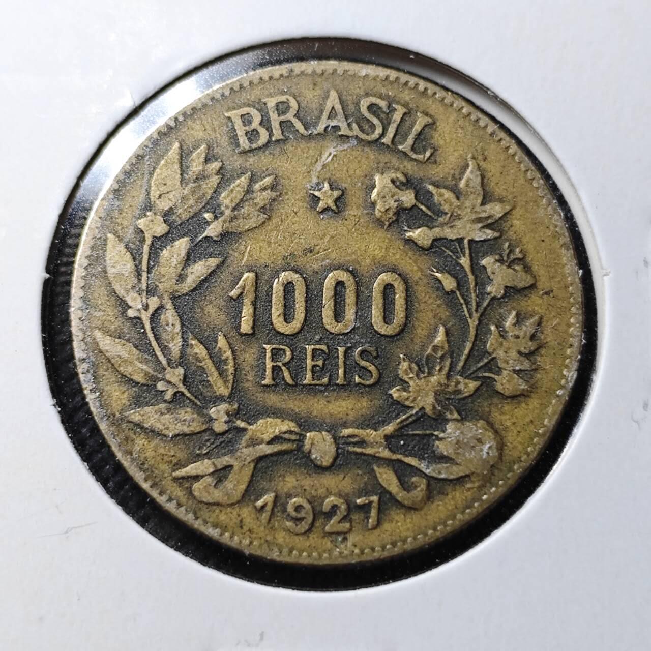 KK钱币收藏小铺  第370场  2月预留时间 周末发货  1927巴西1000瑞斯铜币