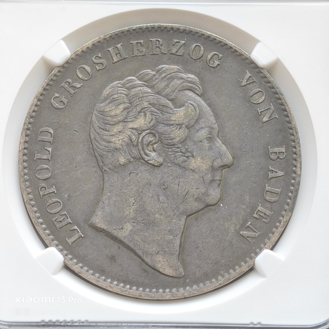 【德藏】世界币章拍卖第153期（拍品征集中~欢迎藏友联系） 1852年 德国巴登利奥波德2泰勒大银币 NGC XF40 原味历史厚重老包浆 状态极佳