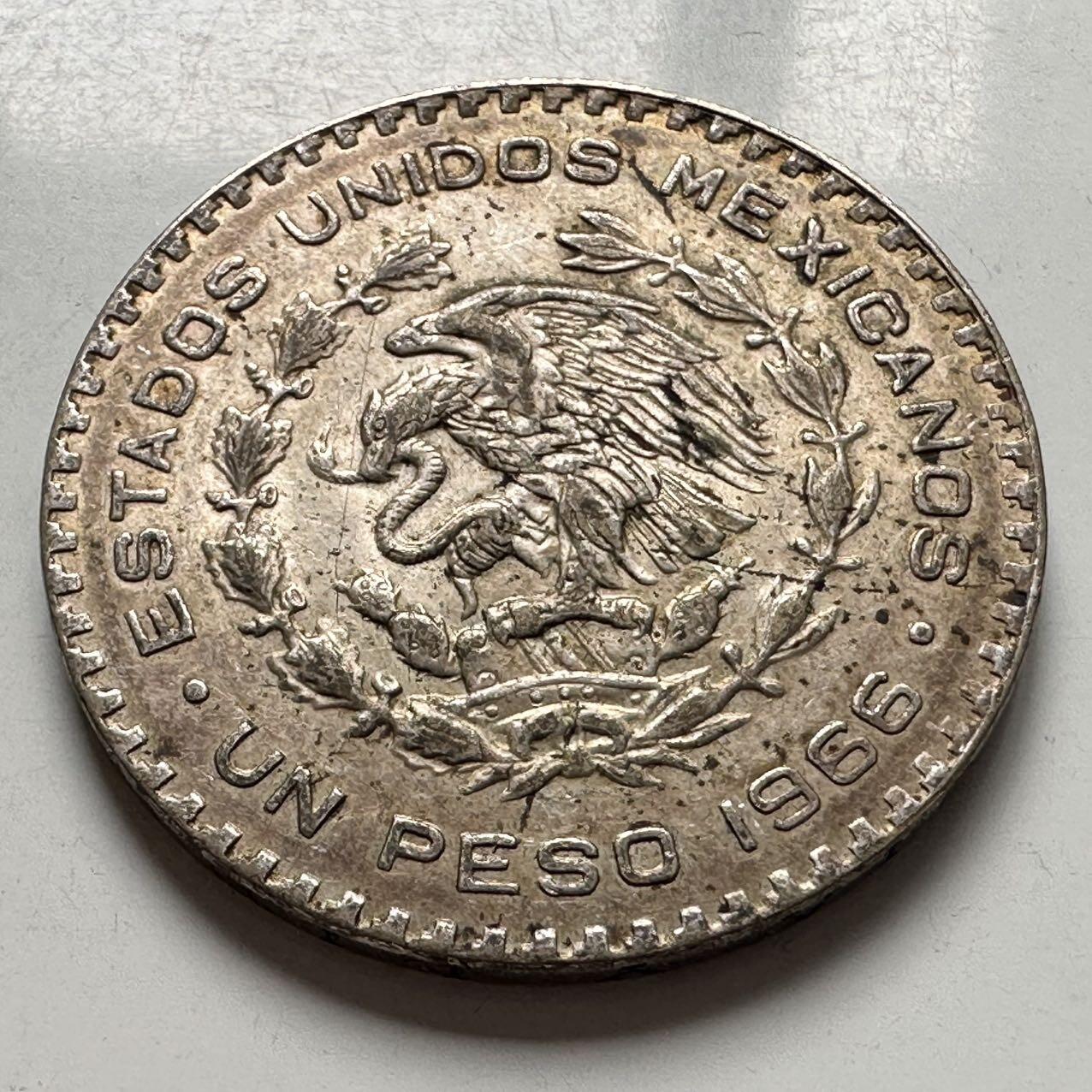 🌹外币初藏🌹🐯2025年第127场  每周二四六晚8️⃣点 接代拍 墨西哥1966年一比索低银大银币