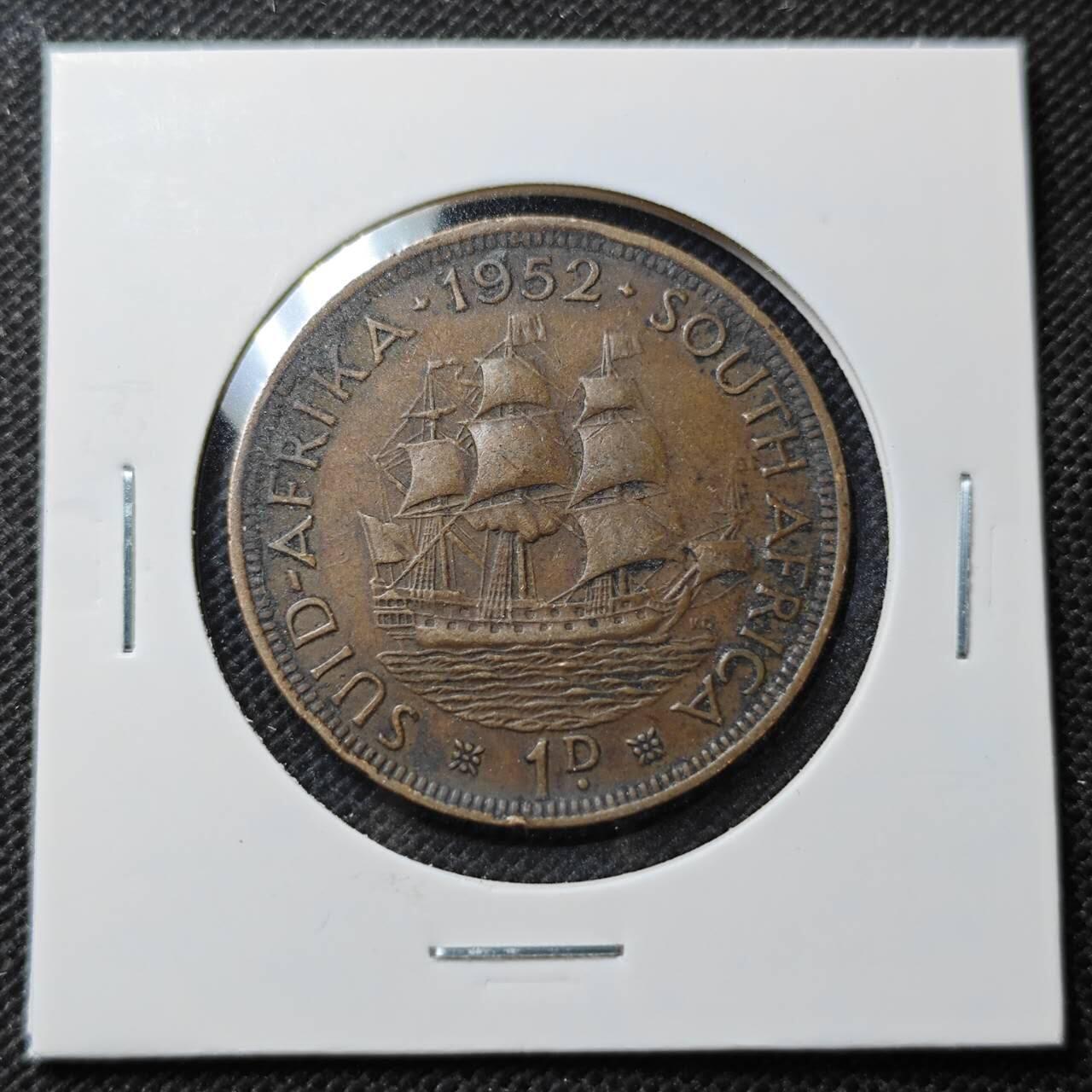 KK钱币收藏小铺  第370场  2月预留时间 周末发货  1952英属南非 乔六1便士铜币