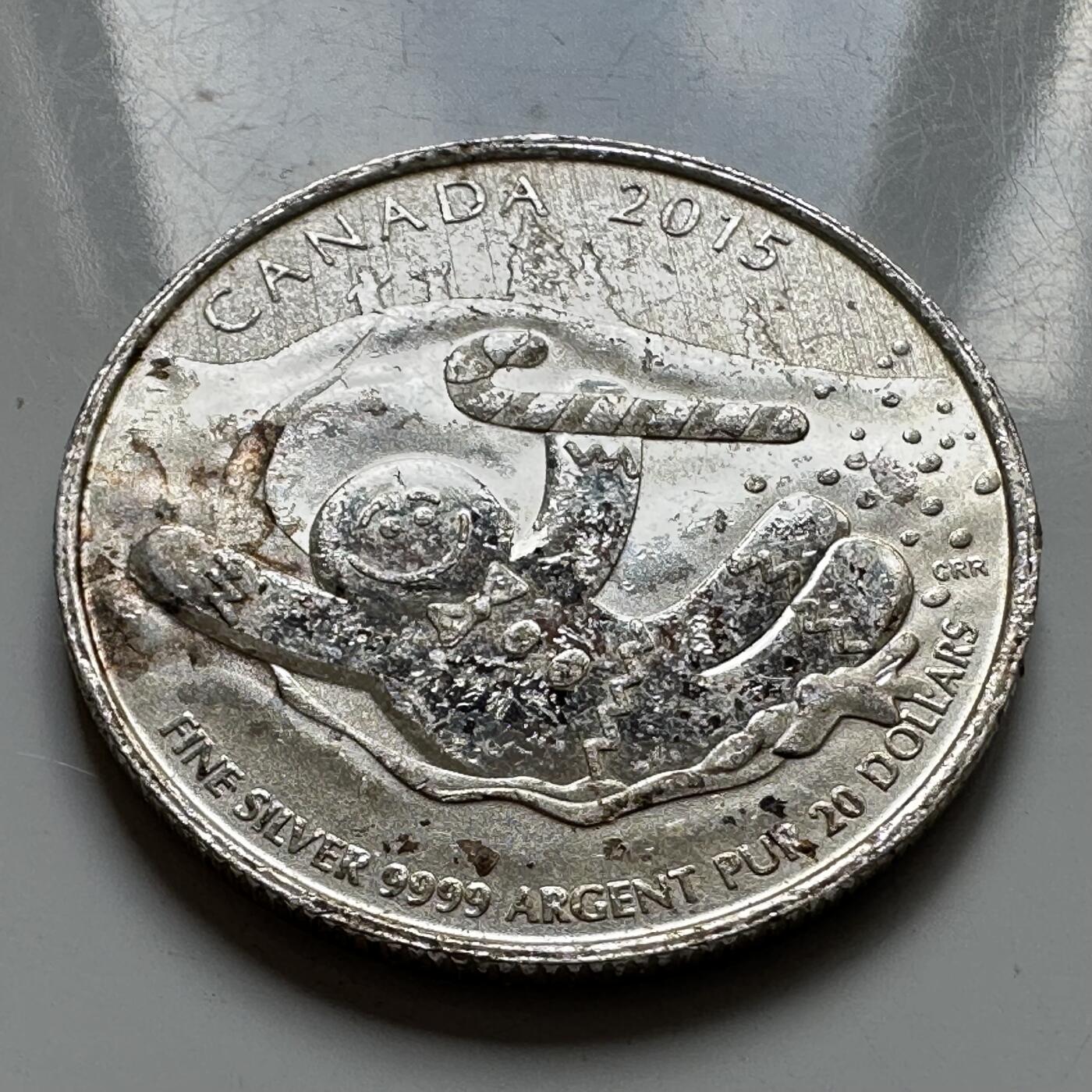 🌹外币初藏🌹🐯2025年第127场  每周二四六晚8️⃣点 接代拍 加拿大2015年小雪人¥20银币 重8克