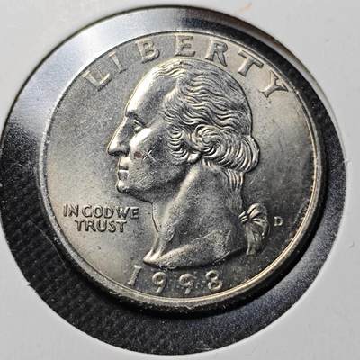 KK钱币收藏小铺  第370场  2月预留时间 周末发货 -  1998美国25分 好品