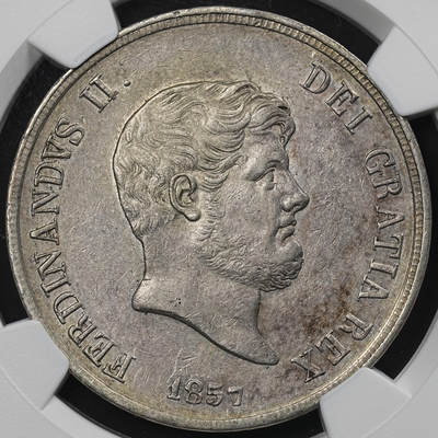 修遠堂世界钱币第九十三期 - NGC AU55 1857年那不勒斯和西西里王国120G大银币