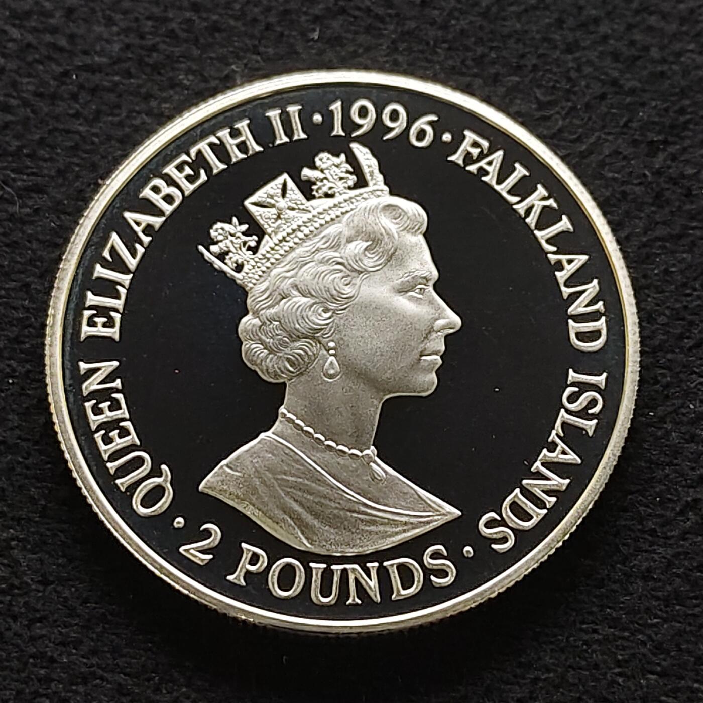【全场包邮】纯粹捡漏拍477场（免费代拍第14场）调整中 福克兰群岛1996年2镑皇室家族系列忏悔者爱德华精制克朗型纪念银币